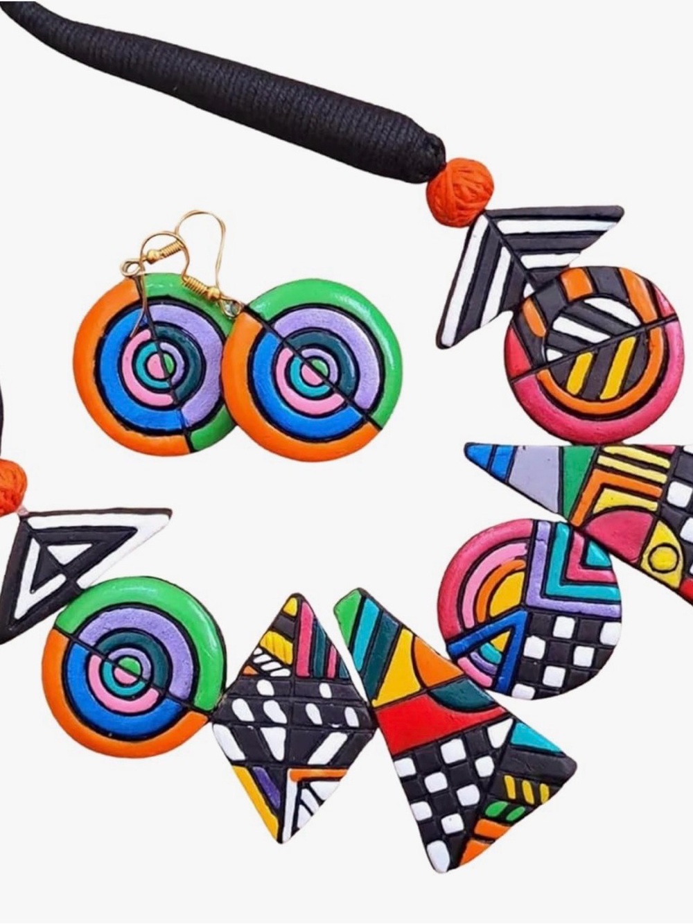 NEW Colorful Geometric Statement Necklace & Earrings Set